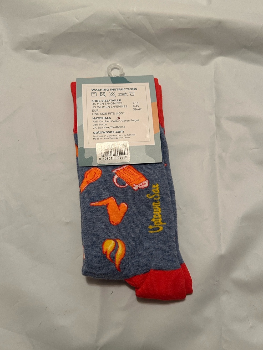 🔥🍗 Uptown Sox “Wing Man” Unisex Novelty Socks – New With Tags 🍗🔥 - Picture 2 of 5